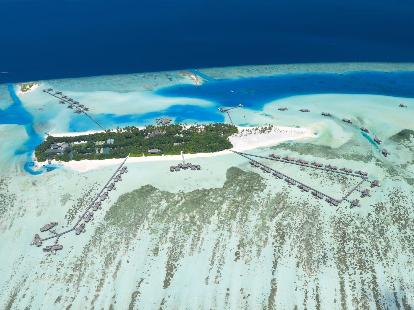 Aerial view of Gili Lankanfushi resort, Maldives