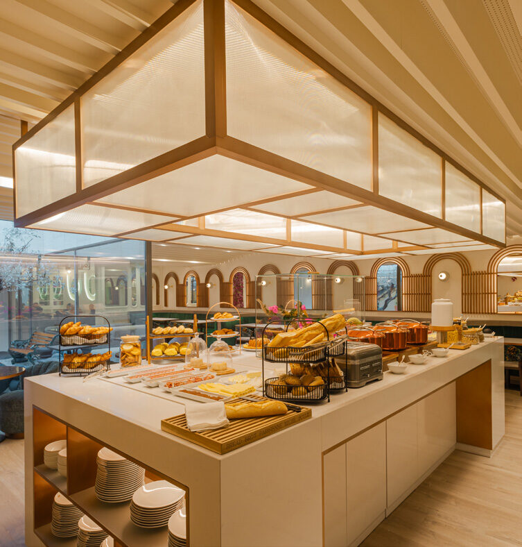 The breakfast buffet at Luster Hotel